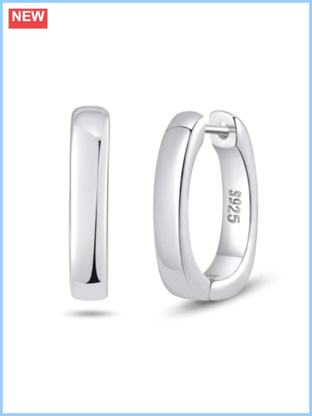 Sterling Silver Dainty U Hoop Earrings 15mm Hypoallergenic Lightweight